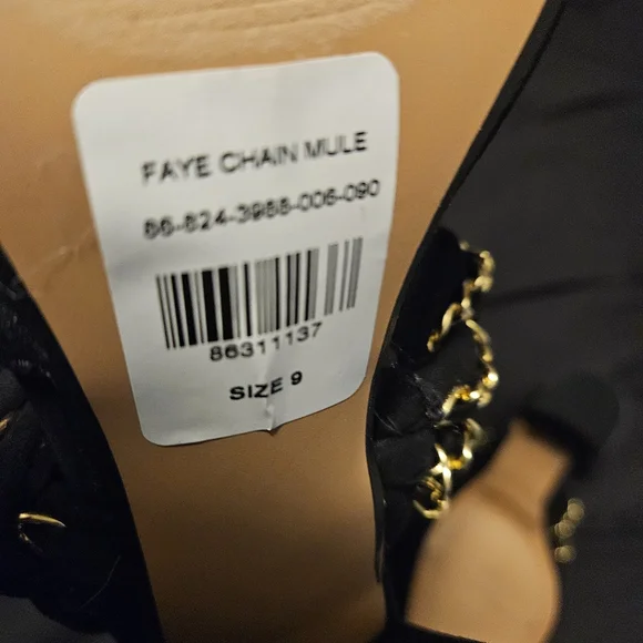 New York & Company Black Mules with Gold Chain - Picture 6 of 7